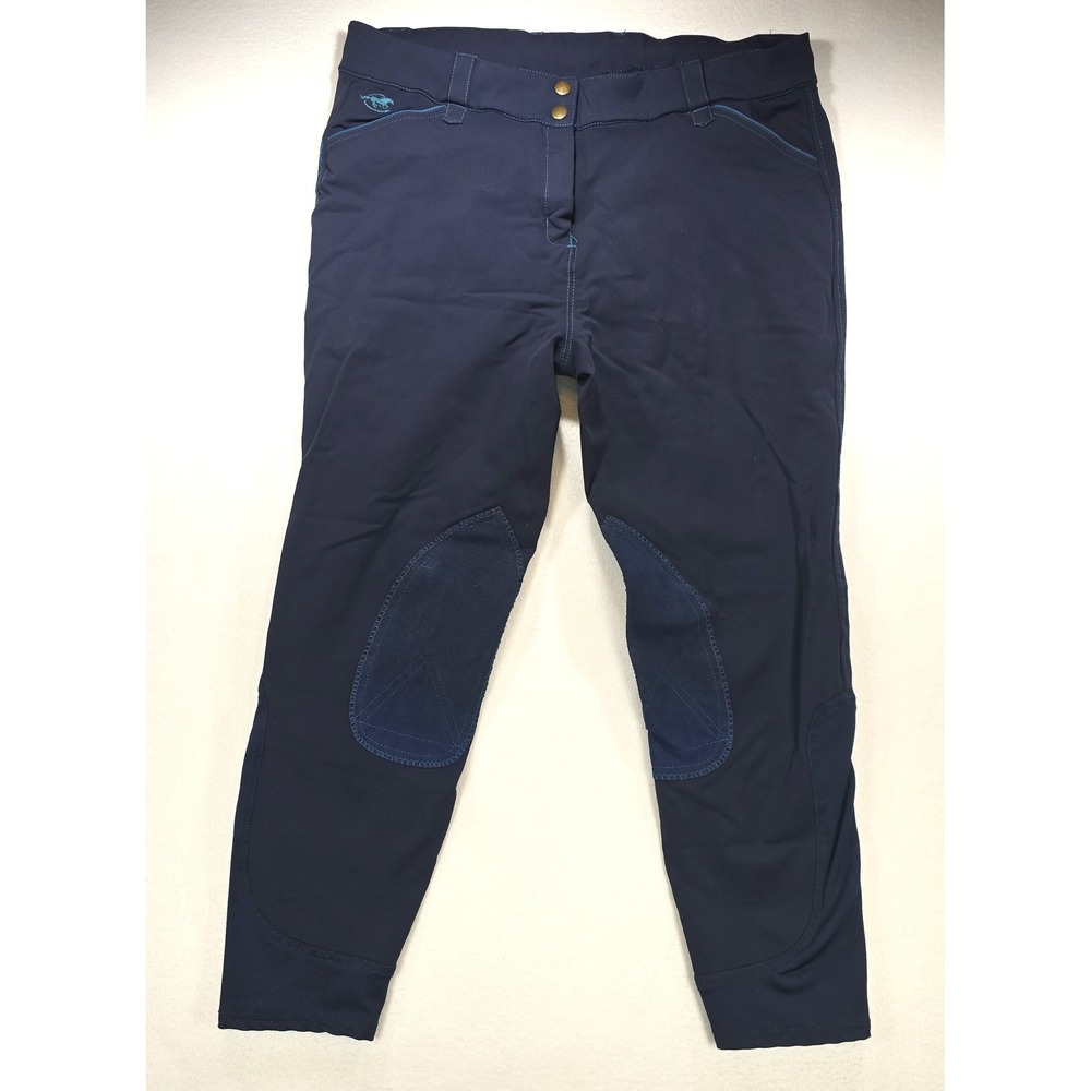 Piper by SmartPak Navy Blue Knee Patch Equestrian Riding Breeches Womens 38R‎